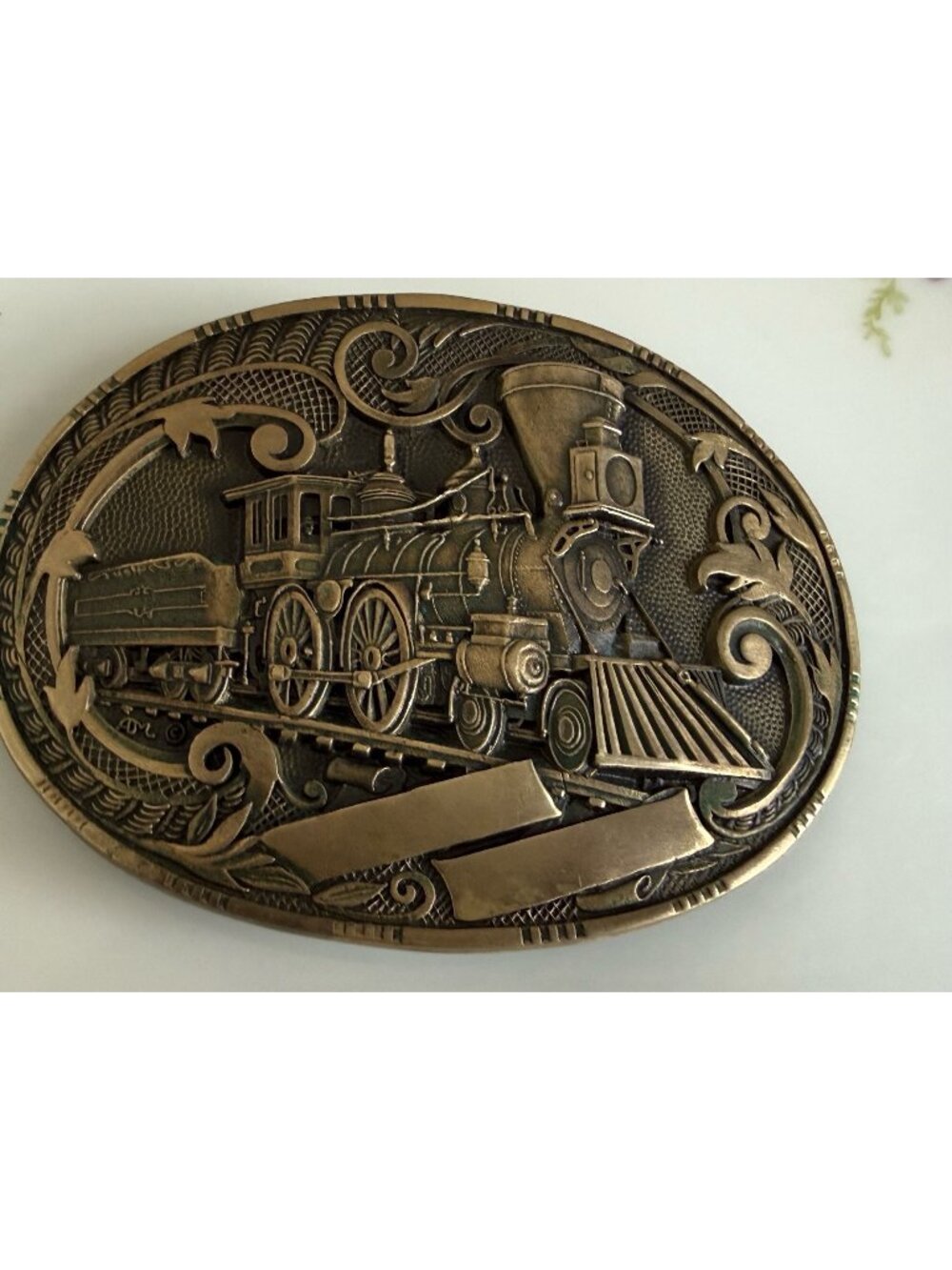 Vintage 70's Award Designs Solid Brass Steam Locomotive Train Belt Buckle
